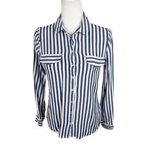 Alexander Jordan Button Up Shirt Women Small Blue White Striped Long Sleeve
